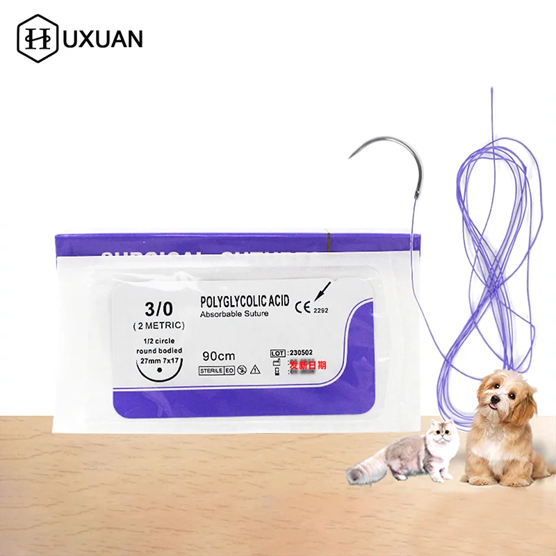 Absorbable PGA Suture Thread 2-0 3-0 4-0 90CM With Needle Pet Dog Dedicated For Veterinary Training Practice Exercises
Absorbable PGA Suture Thread 2-0 3-0 4-0 90CM With Needle Pet Dog Dedicated For Veterinary Training Practice Exercises