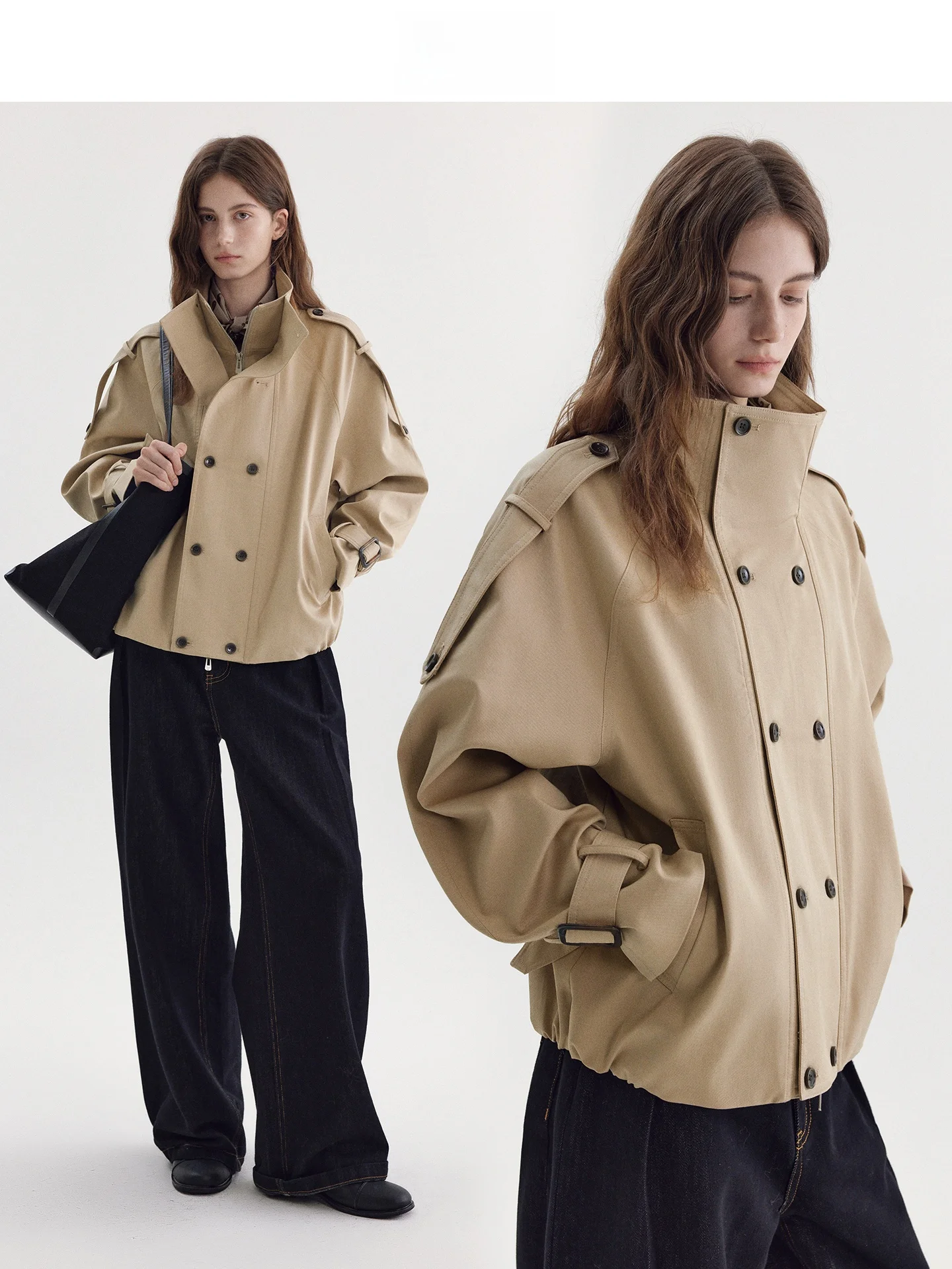 Fano British Style Short Stand Collar Double Breasted Khaki Color Women's Jacket Spring 2026 Retro Commute Pure Color Loose Fit
Fano British Style Short Stand Collar Double Breasted Khaki Color Women's Jacket Spring 2026 Retro Commute Pure Color Loose Fit