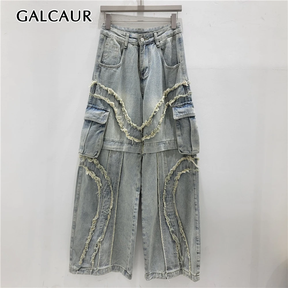 GALCAUR Colorblock Loose Spliced Pockets Causal Jeans for Women High Waist Patchwork Tassel Chic Pants Female Fashion New Style
GALCAUR Colorblock Loose Spliced Pockets Causal Jeans for Women High Waist Patchwork Tassel Chic Pants Female Fashion New Style