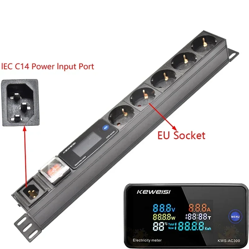 PDU power Strip 2/3/4/5/6/7/8/9Ways Europe Outlets Socket Voltmeter Ammeter Power Energy Meter C14 interface
PDU power Strip 2/3/4/5/6/7/8/9Ways Europe Outlets Socket Voltmeter Ammeter Power Energy Meter C14 interface
