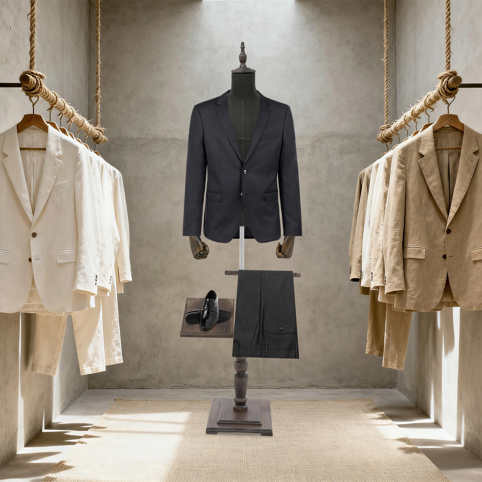 Male Mannequin Torso Dress Form, Adjustable Height, Suit Display Stand with Movable and Detachable Arms for Clothing Store
Male Mannequin Torso Dress Form, Adjustable Height, Suit Display Stand with Movable and Detachable Arms for Clothing Store