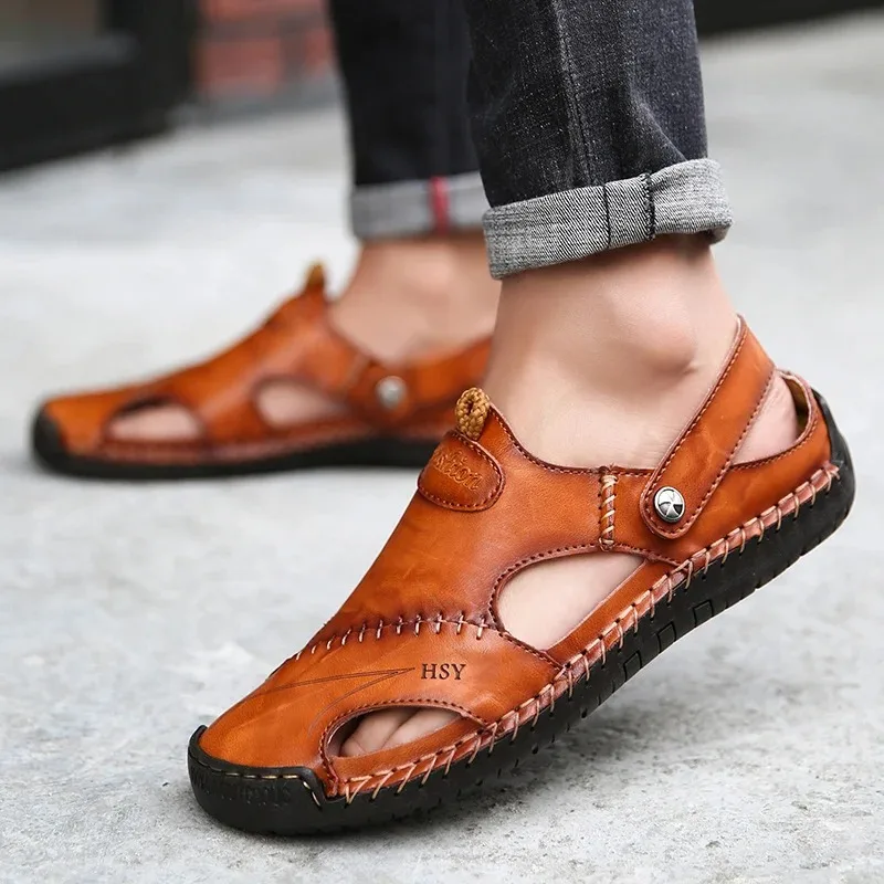 Large Size Genuine Leather Men Sandals Summer Slippers Comfortable Slip on Male Sandals Outdoor Beach Casual Trekking Shoes
Large Size Genuine Leather Men Sandals Summer Slippers Comfortable Slip on Male Sandals Outdoor Beach Casual Trekking Shoes