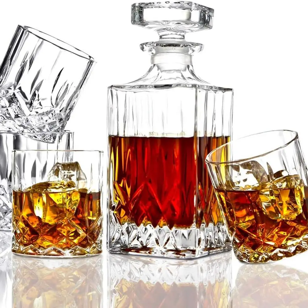 Italian Crafted Crystal Whiskey Decanter Set with 4 Glasses for Men
Italian Crafted Crystal Whiskey Decanter Set with 4 Glasses for Men