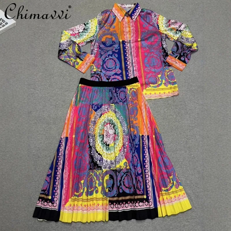 2025 New Retro Geometric Print Long-sleeved Shirt with Loose Pleated Skirt Two-piece Suit For Women
2025 New Retro Geometric Print Long-sleeved Shirt with Loose Pleated Skirt Two-piece Suit For Women