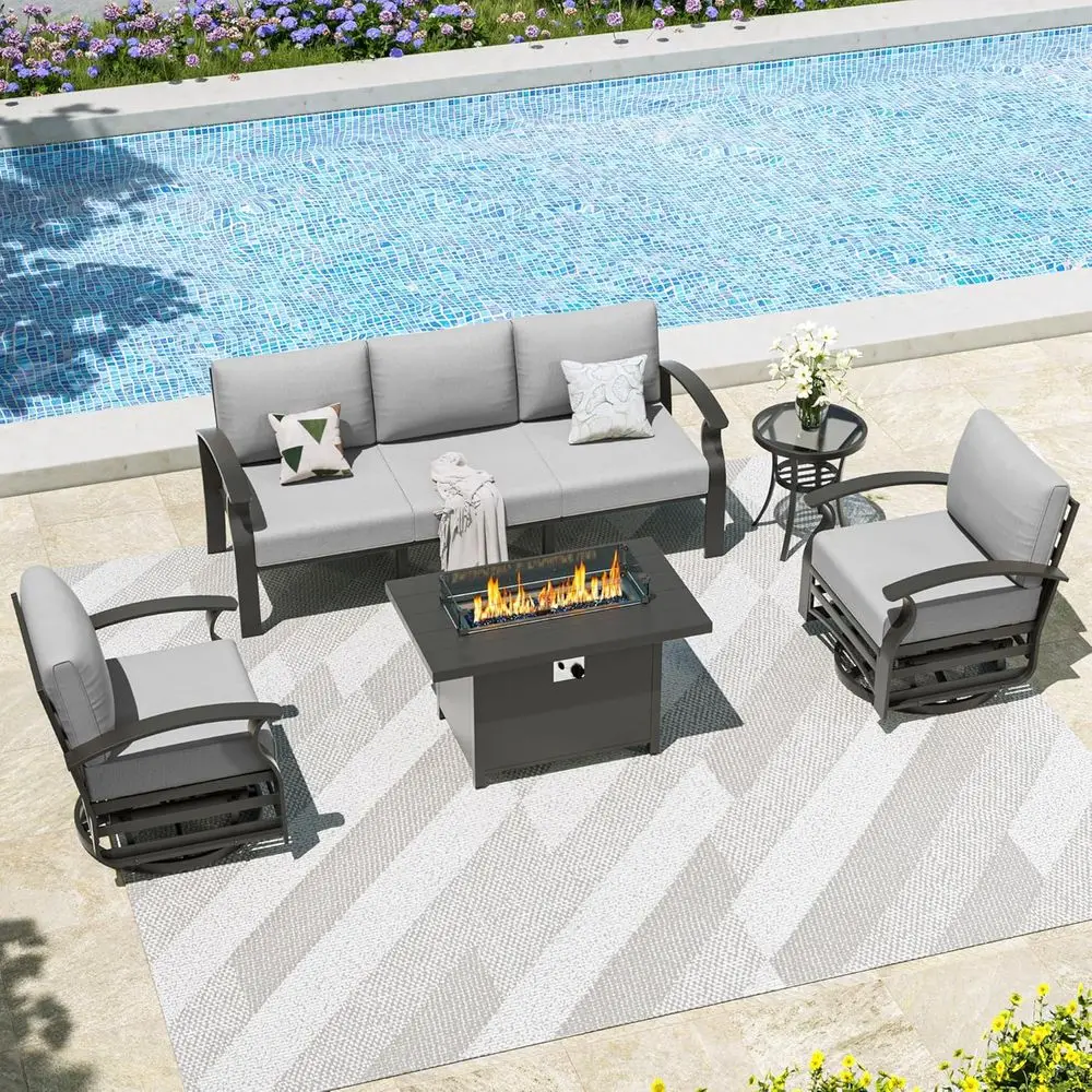 Patio urniture Set,5 Piece ern Metal Outdoor Patio urniture w/5.1'' Thick Cushion,Swivel Chairs and 45" Propane ire Pit Table,Pa
Patio urniture Set,5 Piece ern Metal Outdoor Patio urniture w/5.1'' Thick Cushion,Swivel Chairs and 45" Propane ire Pit Table,Pa