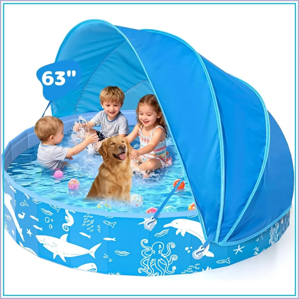 63" Extra Large Kiddie Pool with Canopy, UPF 50+ Sun Shade, No Inflation Foldable Pool for Backyard Outdoor & Beach, Portable Thickened PVC BPA-Free Water Play Pool
63" Extra Large Kiddie Pool with Canopy, UPF 50+ Sun Shade, No Inflation Foldable Pool for Backyard Outdoor & Beach, Portable Thickened PVC BPA-Free Water Play Pool