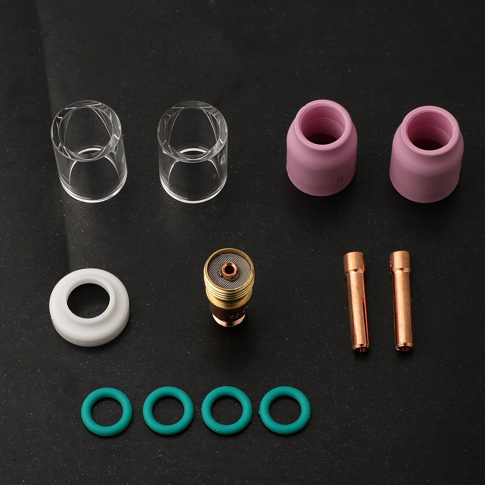 12pc TIG Torch Accessories Kit for WP-17 WP-18 WP-26 Featuring #10 Heat Resistant Glass Cups For Stubby Gas Lens and Torch Body
12pc TIG Torch Accessories Kit for WP-17 WP-18 WP-26 Featuring #10 Heat Resistant Glass Cups For Stubby Gas Lens and Torch Body