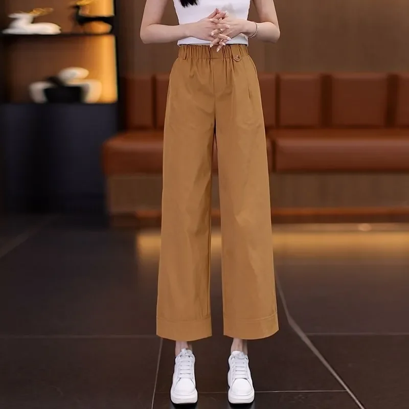 Women High Waist Wide Leg Pants Elastic Waist Casual Straight Trousers Thin Lightweight Cropped Pants for Summer
Women High Waist Wide Leg Pants Elastic Waist Casual Straight Trousers Thin Lightweight Cropped Pants for Summer