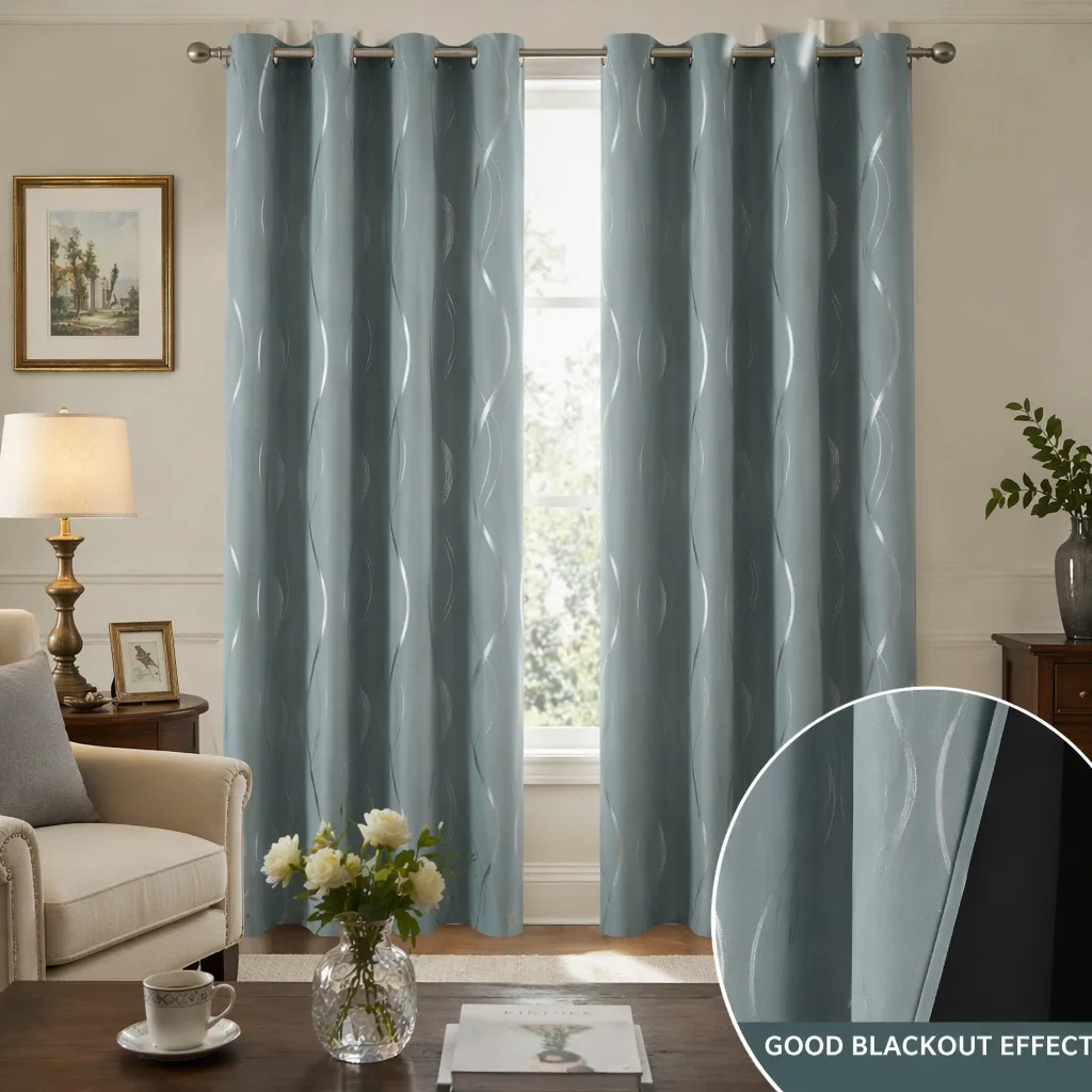 Premium Silver Wave Foil Blackout Curtains 4 Panels Grommet Window Drapes Privacy Protection Thermal Insulated Curtains for Modern Home Decor
Premium Silver Wave Foil Blackout Curtains 4 Panels Grommet Window Drapes Privacy Protection Thermal Insulated Curtains for Modern Home Decor