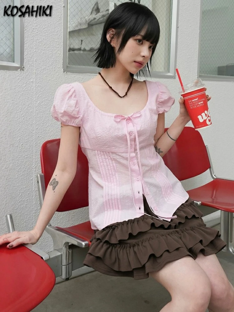 2025 Summer Preppy Style Sweet Womens Blouse Y2k Aesthetic Single Breasted Loose Blusas Puff Sleeve Vintage Fairy Bandage Shirt
2025 Summer Preppy Style Sweet Womens Blouse Y2k Aesthetic Single Breasted Loose Blusas Puff Sleeve Vintage Fairy Bandage Shirt