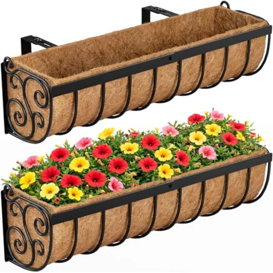 Railing Planter Boxes for outdoor fence, deck, porch, patio gardening; galvanized steel, black; 24-inch length, adjustable brac
Railing Planter Boxes for outdoor fence, deck, porch, patio gardening; galvanized steel, black; 24-inch length, adjustable brac