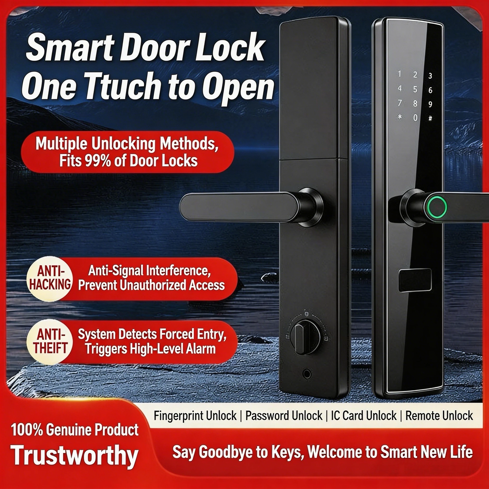 Smart Lock Fingerprint Semi-Automatic Home Entrance Door Lock For Apartments Anti-Theft Lock For Wooden Doors
Smart Lock Fingerprint Semi-Automatic Home Entrance Door Lock For Apartments Anti-Theft Lock For Wooden Doors