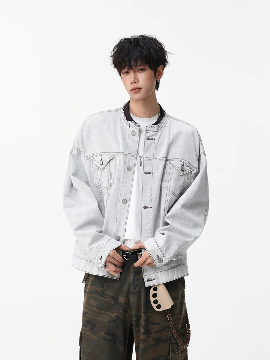 Boyue American Vintage Ripped White Line Denim Jaet Baseball Collar Coat Men Women Casual Sle Loose Fit Long Sve
Boyue American Vintage Ripped White Line Denim Jaet Baseball Collar Coat Men Women Casual Sle Loose Fit Long Sve