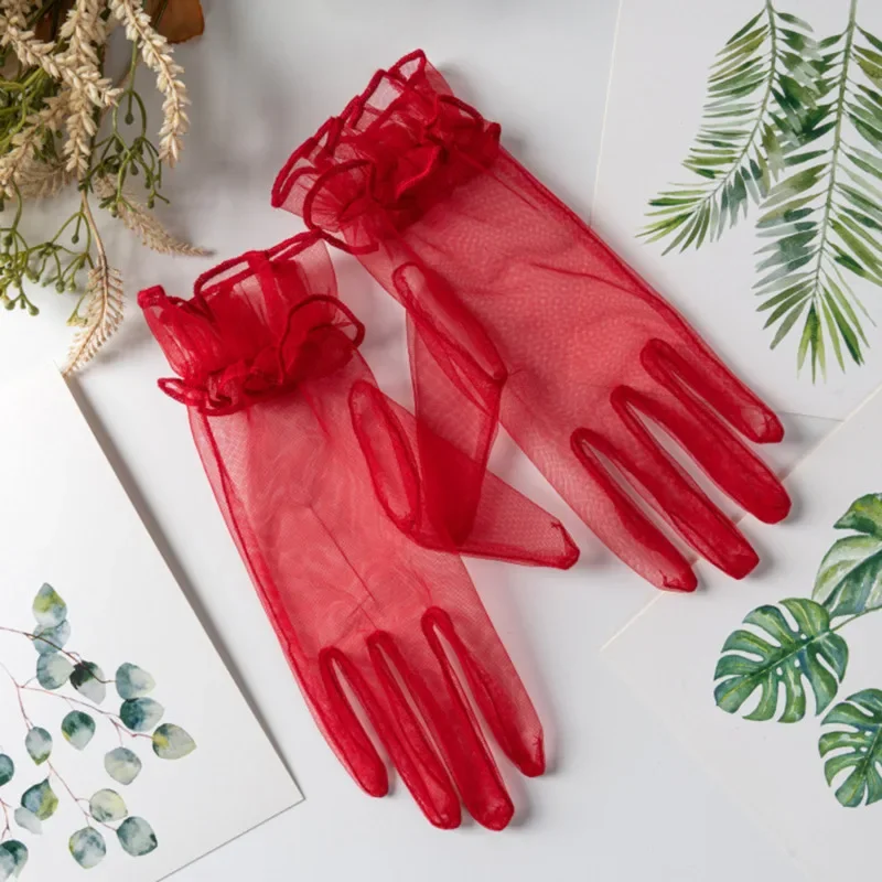 Fashion Ultra Thin Transparent Gauze Lace Full Finger Gloves Short Tulle Women Wedding Mesh Elastic Wrist Black
Fashion Ultra Thin Transparent Gauze Lace Full Finger Gloves Short Tulle Women Wedding Mesh Elastic Wrist Black
