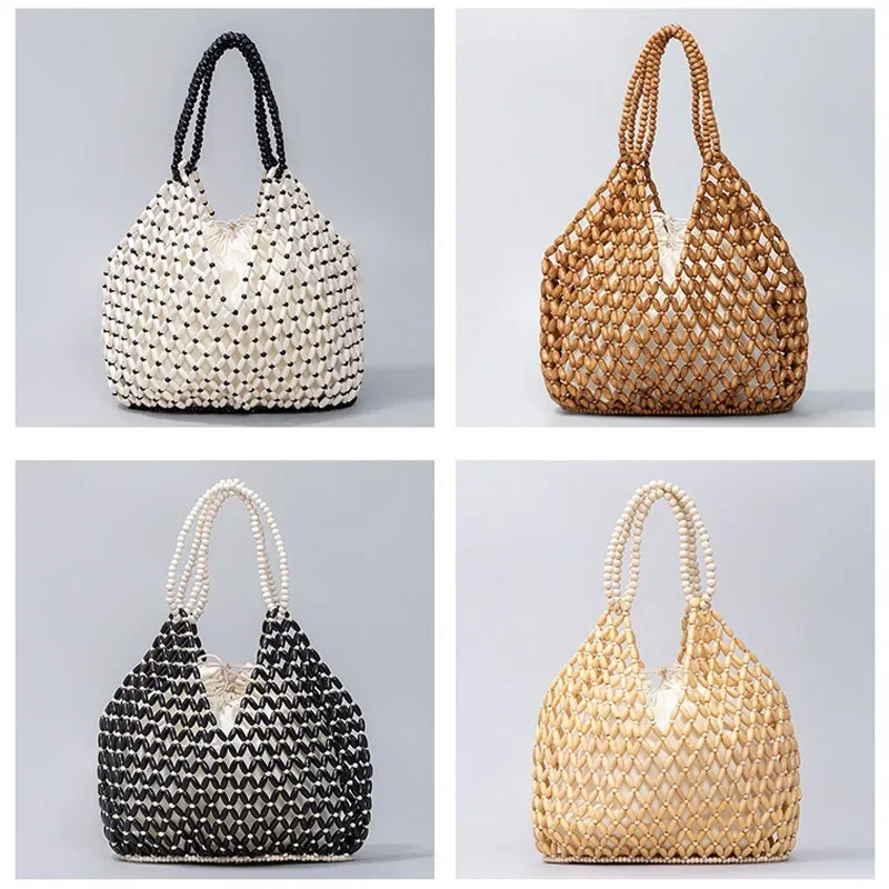 Female Beach Bag Simple Casual Handwoven Wooden Bead Handbag New Retro Versatile Handheld Women's Shoulder Bags Water Bucket Bag
Female Beach Bag Simple Casual Handwoven Wooden Bead Handbag New Retro Versatile Handheld Women's Shoulder Bags Water Bucket Bag