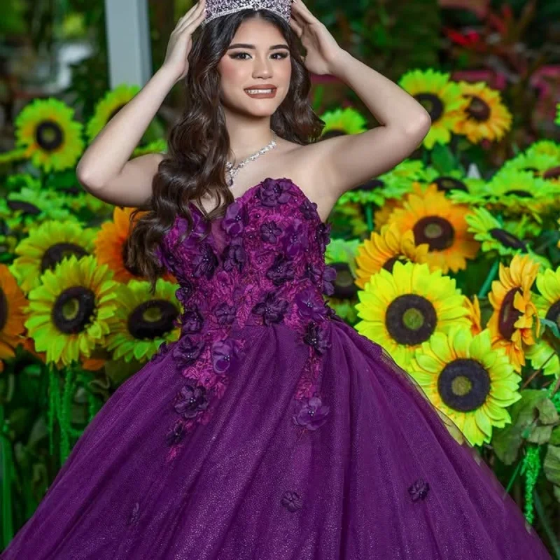 Блестящие темно-фиолетовые платья Quinceanera по индивидуальному заказу с открытыми плечами, тюлевая аппликация, кристалл, 3D цветок, Vestido De 15, Quinceanera
Блестящие темно-фиолетовые платья Quinceanera по индивидуальному заказу с открытыми плечами, тюлевая аппликация, кристалл, 3D цветок, Vestido De 15, Quinceanera