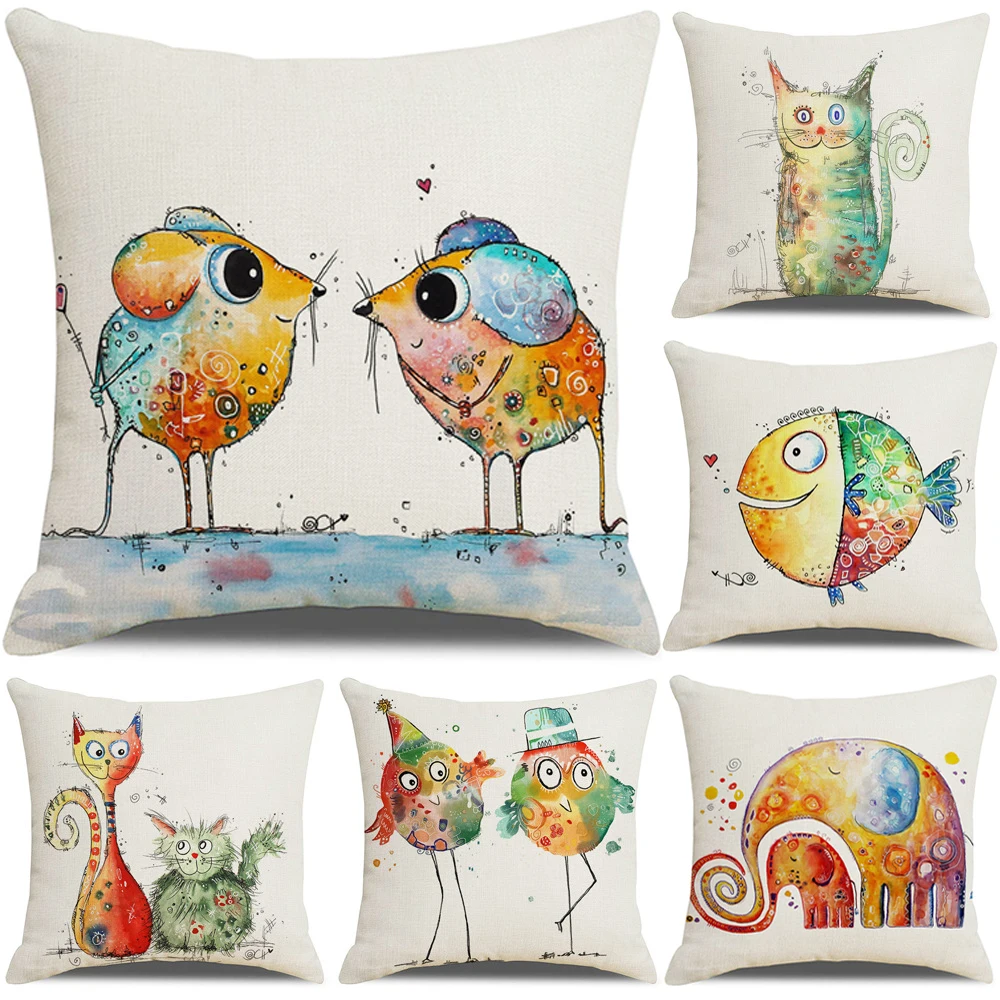 Cartoon Animals Cushion Cover Home Bedroom Sofa Decorative Pillow Cover Pillowslip Printed Pillowcase of Cat Fish Mouse Bird
Cartoon Animals Cushion Cover Home Bedroom Sofa Decorative Pillow Cover Pillowslip Printed Pillowcase of Cat Fish Mouse Bird