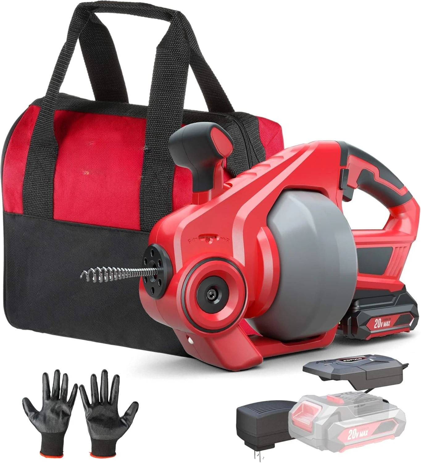 20V Cordless Electric Drain Auger-Efficient 25Ft Auto-Feed Drain Snake with Replaceable Cable,2.0Ah Battery,Charger,2025 NEW
20V Cordless Electric Drain Auger-Efficient 25Ft Auto-Feed Drain Snake with Replaceable Cable,2.0Ah Battery,Charger,2025 NEW