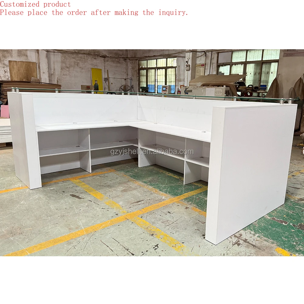 Custom.Factory Wholesale Customized Big Size 3*2 Meter L Shaped Office Pure White Wooden Reception Cashier Counter with Glass To
Custom.Factory Wholesale Customized Big Size 3*2 Meter L Shaped Office Pure White Wooden Reception Cashier Counter with Glass To