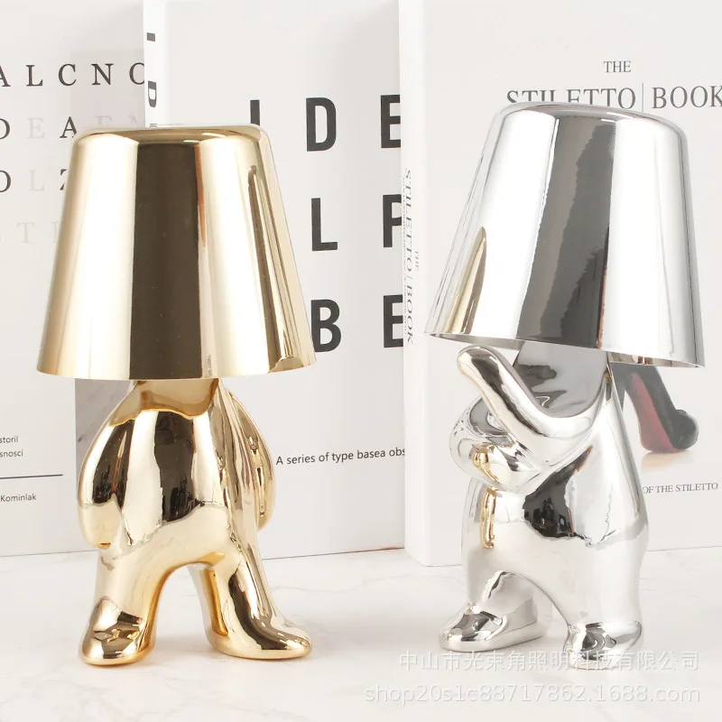 Gold Man Thinking Figurine Night Light Bar Coffee Shop Decor Atmosphere Light Bedside Table Lamp
Gold Man Thinking Figurine Night Light Bar Coffee Shop Decor Atmosphere Light Bedside Table Lamp