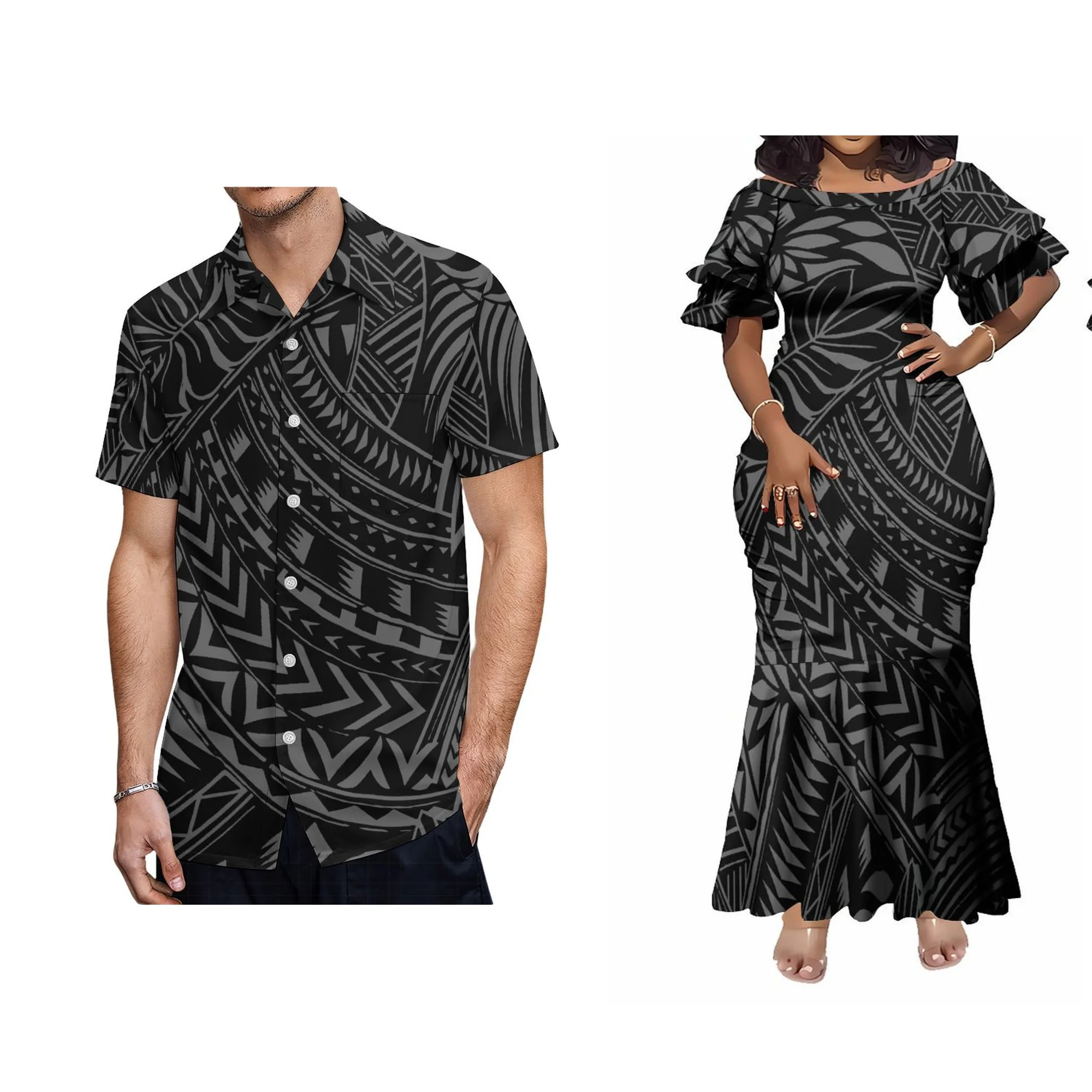 1 MOQ Custom Logo Ladies Elegant Long Mermaid Dress Tonga Polynesian Tribal Print Double Layered Ruffle Sleeve Dress
1 MOQ Custom Logo Ladies Elegant Long Mermaid Dress Tonga Polynesian Tribal Print Double Layered Ruffle Sleeve Dress