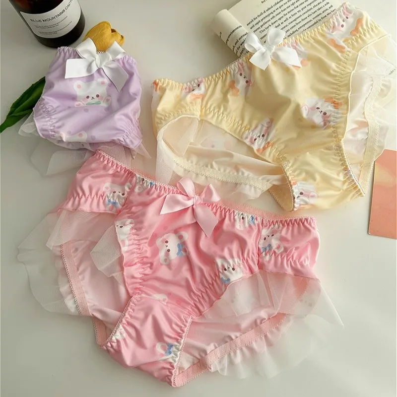 Cute Rabbit Girls Soft Underwear Bow-knot Bikini Briefs Thin Cotton Crotch Sweet Women's Sexy Panties Middle Waist Трусы Женские
Cute Rabbit Girls Soft Underwear Bow-knot Bikini Briefs Thin Cotton Crotch Sweet Women's Sexy Panties Middle Waist Трусы Женские