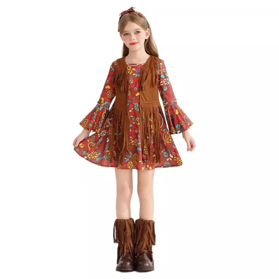 Европейская и американская детская одежда на Хэллоуин, забавная детская одежда в стиле хиппи для маленьких девочек, платье для выступлений
Европейская и американская детская одежда на Хэллоуин, забавная детская одежда в стиле хиппи для маленьких девочек, платье для выступлений