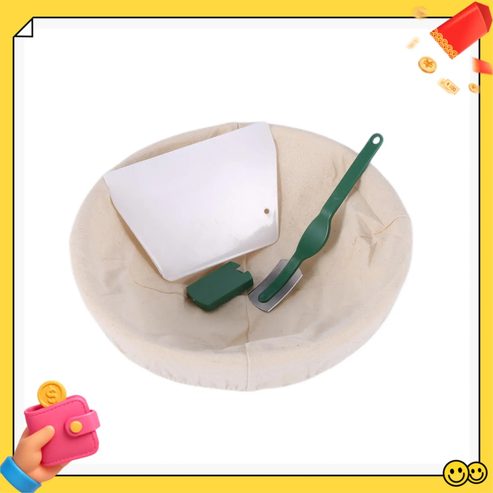 A89Q-9 Inch Bread Proofing Basket Set Sourdough Entry Basket + Dough Scraper + Linen LINER Cloth For Dough Shape Baked Bread
A89Q-9 Inch Bread Proofing Basket Set Sourdough Entry Basket + Dough Scraper + Linen LINER Cloth For Dough Shape Baked Bread