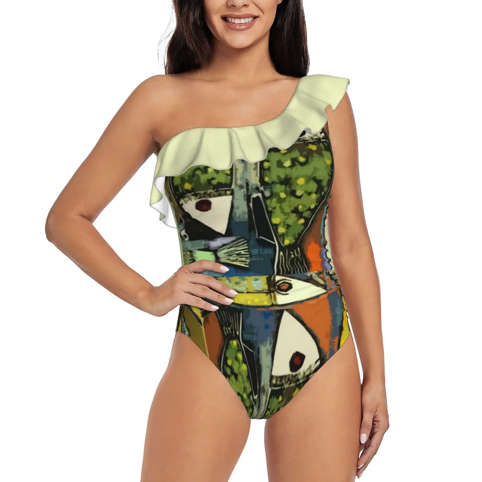 Fishy One Piece Swimsuit Women Ruffle Monokini Shoulder Swimsuit Bathing Suit Swim Wear Fish Collage Trout Abstract Fishing
Fishy One Piece Swimsuit Women Ruffle Monokini Shoulder Swimsuit Bathing Suit Swim Wear Fish Collage Trout Abstract Fishing