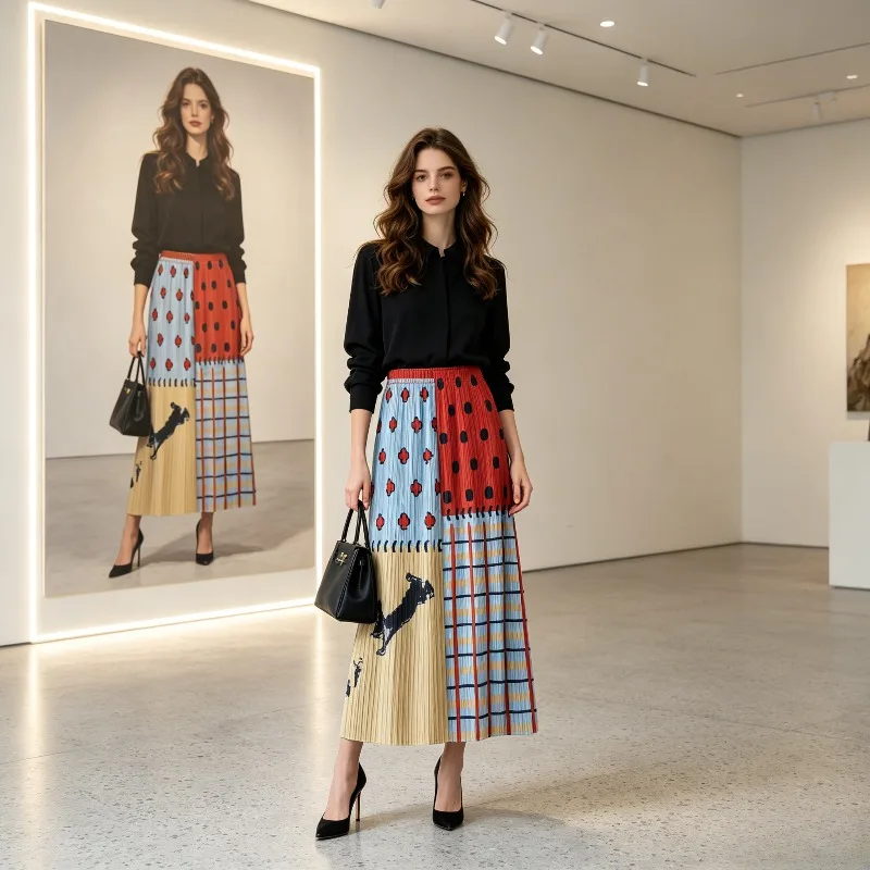 Miyake Pleated 2026 Printed Patchwork Pleated Skirt for Women Elastic Waist Slimming Versatile Straight Skirt Summer Skirt Pleat
Miyake Pleated 2026 Printed Patchwork Pleated Skirt for Women Elastic Waist Slimming Versatile Straight Skirt Summer Skirt Pleat