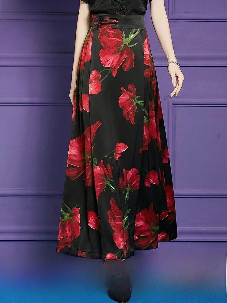 Fashionable High Waist Floral Print Midi Skirt Women's A-Line Skirt Slimming Wide Hip Summer Vintage Luxury Half-length Skirt
Fashionable High Waist Floral Print Midi Skirt Women's A-Line Skirt Slimming Wide Hip Summer Vintage Luxury Half-length Skirt