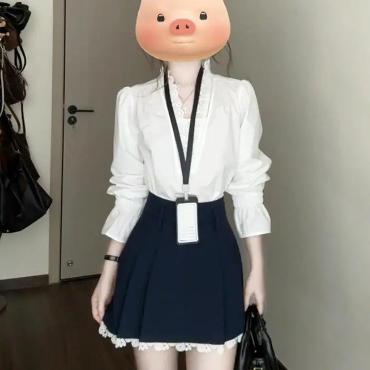 Spring 2026 New Women's Fashion Set High-End Lace Trim Shirt Short Skirt Two-Piece Suit Elegant Style Student Work Uniform
Spring 2026 New Women's Fashion Set High-End Lace Trim Shirt Short Skirt Two-Piece Suit Elegant Style Student Work Uniform