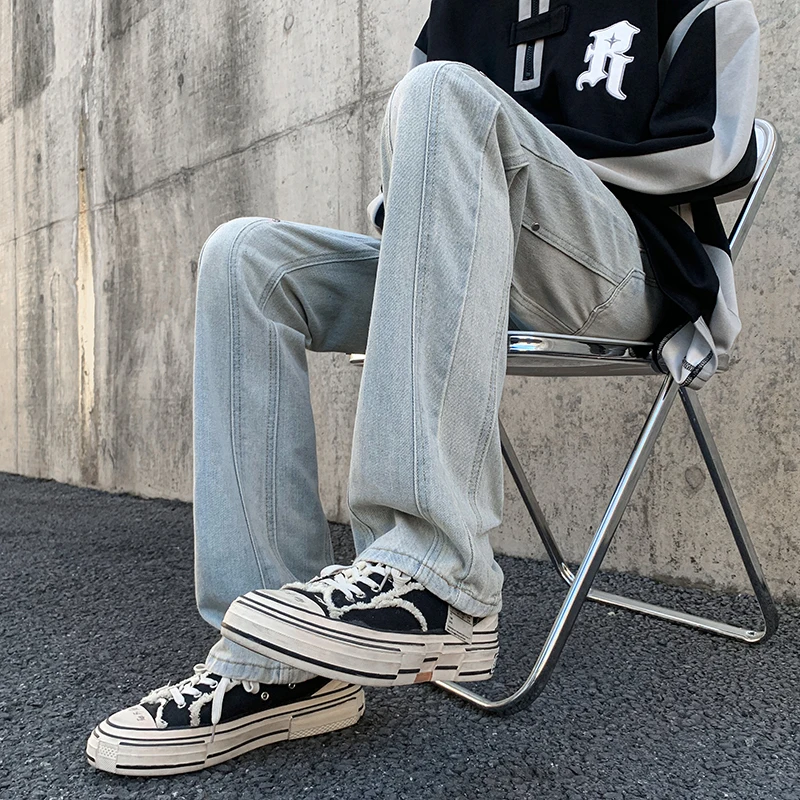 Light Blue Men's Jeans Straight Leg Workwear Pants American High Street Sle Slimming Long Trousers for Spring Autumn
Light Blue Men's Jeans Straight Leg Workwear Pants American High Street Sle Slimming Long Trousers for Spring Autumn