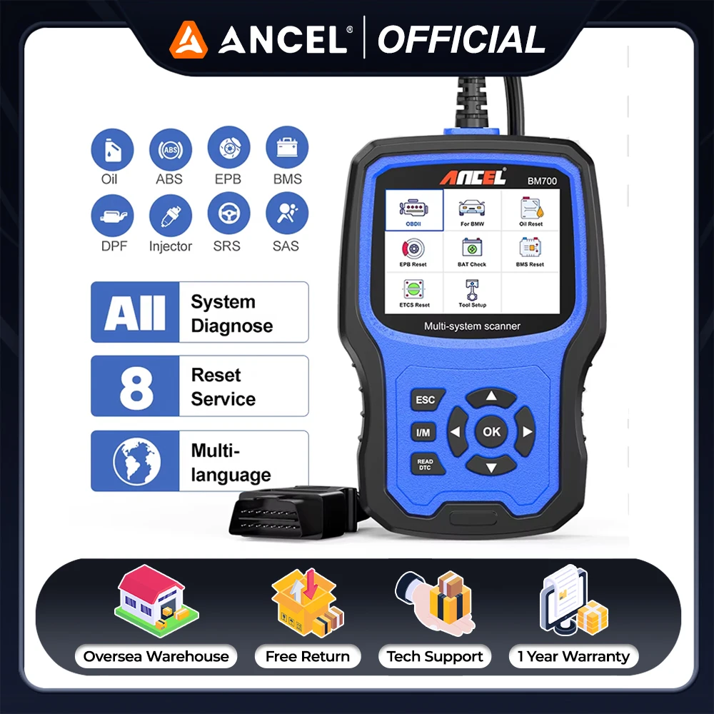 ANCEL BM700 OBD2 Car Diagnostic Scanner All System EPB SAS Airbag ABS Oil Reset OBD 2 Auto Scan Tools for BMW MINI Rolls-Royce
ANCEL BM700 OBD2 Car Diagnostic Scanner All System EPB SAS Airbag ABS Oil Reset OBD 2 Auto Scan Tools for BMW MINI Rolls-Royce