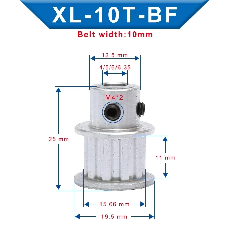 XL 10T Timing Pulley BF Bore 4/5/6/6.35/8 mm Teeth Pitch 5.08mm Aluminum Pulley Wheel Teeth Width 11mm For 10 mm XL Timing Belt
XL 10T Timing Pulley BF Bore 4/5/6/6.35/8 mm Teeth Pitch 5.08mm Aluminum Pulley Wheel Teeth Width 11mm For 10 mm XL Timing Belt
