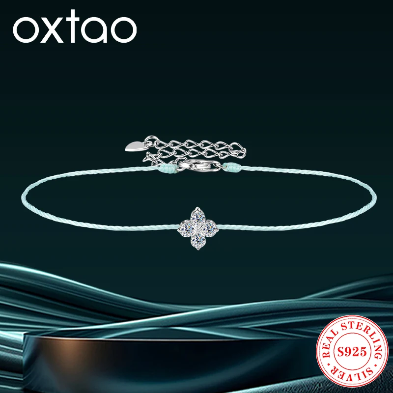 OXTAO Four-Leaf Clover Bracelet Women's Real 925 Sterling Silver Thin Rope Chain 2.5mm D VVS1 Moissanite Bracelet Fine Jewelry
OXTAO Four-Leaf Clover Bracelet Women's Real 925 Sterling Silver Thin Rope Chain 2.5mm D VVS1 Moissanite Bracelet Fine Jewelry