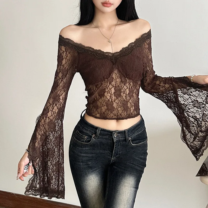 Wind 2024 Winter New Women's Sexy Spicy Girl Big V-Neck Lace Perspective Hollow Long Sleeve Open Navel Top For Women
Wind 2024 Winter New Women's Sexy Spicy Girl Big V-Neck Lace Perspective Hollow Long Sleeve Open Navel Top For Women
