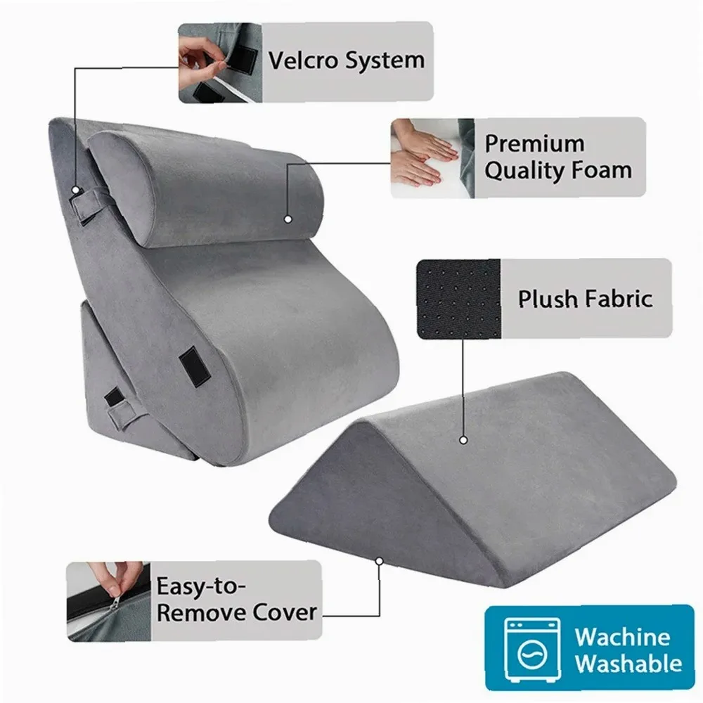 Piece Bed Wedge Pillow Set, Sleeping Wedge Pillow for Back, Neck and Leg Pain Relief, Comfortable and Adjustable
Piece Bed Wedge Pillow Set, Sleeping Wedge Pillow for Back, Neck and Leg Pain Relief, Comfortable and Adjustable
