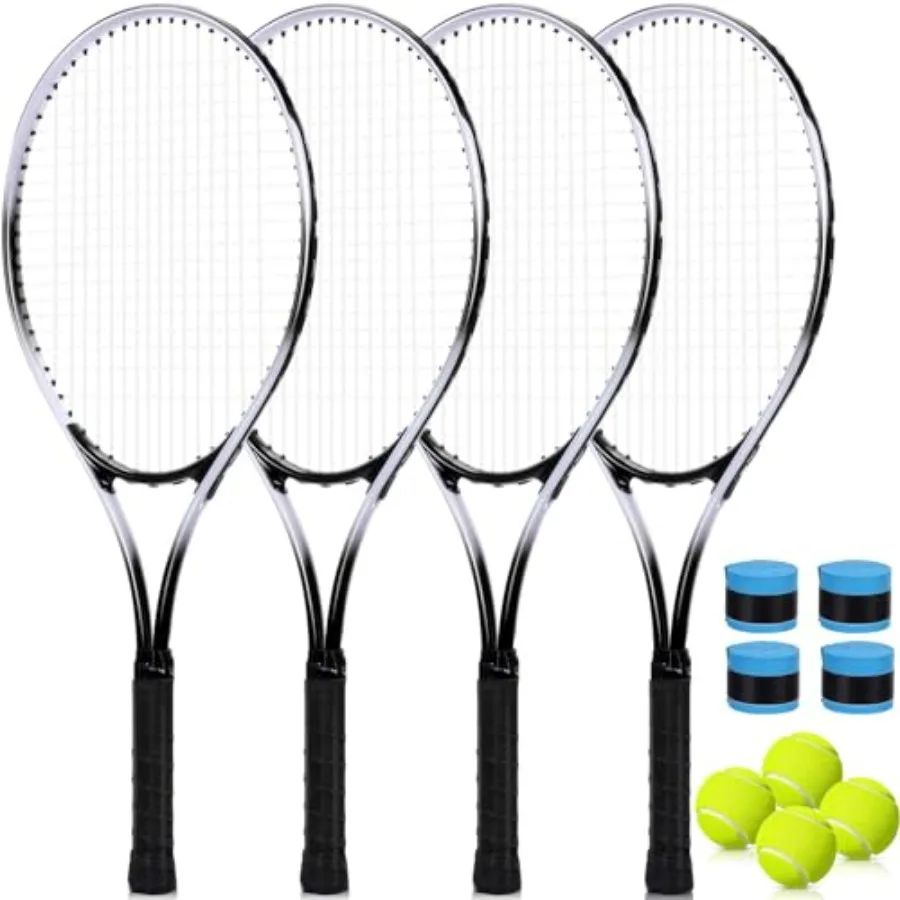 Recreational tennis rackets for adults: 4-pack pre-strung 27-inch lightweight frames in blue durable aluminum alloy includes ba
Recreational tennis rackets for adults: 4-pack pre-strung 27-inch lightweight frames in blue durable aluminum alloy includes ba