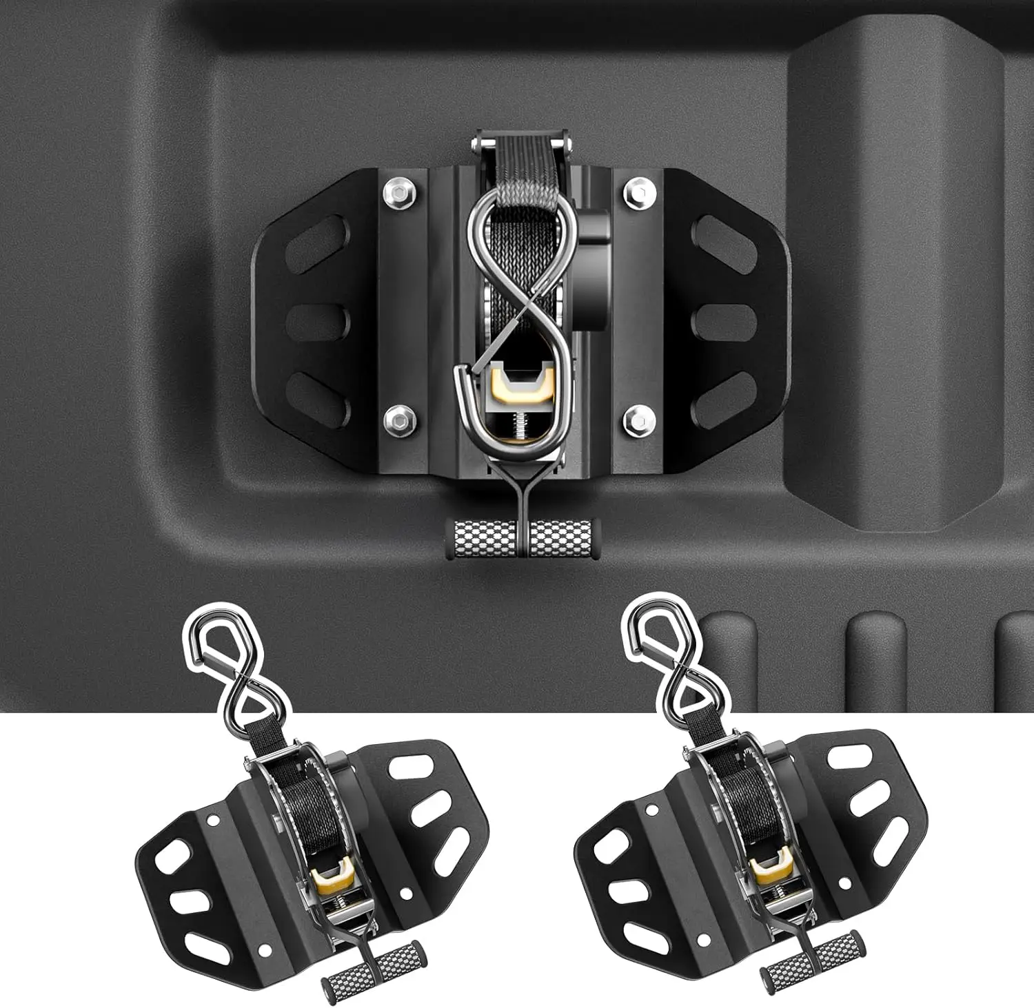 Auto Retractable Tie Down Straps for Pickup Trucks, 2-Pack with Quick-Flip Ratchet System, 500LB Capacity
Auto Retractable Tie Down Straps for Pickup Trucks, 2-Pack with Quick-Flip Ratchet System, 500LB Capacity