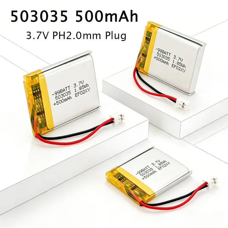 503035 3.7V 500mAh Lithium Polymer LiPo Rechargeable Battery for Bluetooth Headset Speaker Camera MP4 GPS LED Lights Balance Car
503035 3.7V 500mAh Lithium Polymer LiPo Rechargeable Battery for Bluetooth Headset Speaker Camera MP4 GPS LED Lights Balance Car