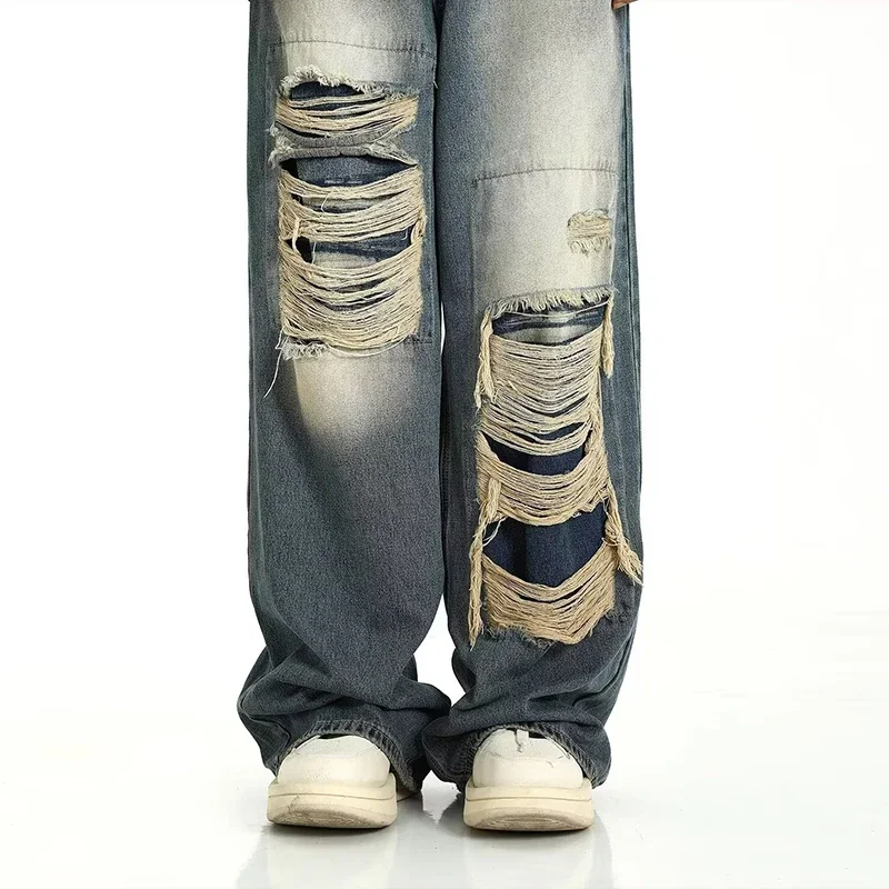 Hole Patchwork Baggy Jeans Man Denim Pants Vintage Straight Wide Leg Pants Hip Hop Street Punk Y2k Jeans Loose Denim Trousers
Hole Patchwork Baggy Jeans Man Denim Pants Vintage Straight Wide Leg Pants Hip Hop Street Punk Y2k Jeans Loose Denim Trousers