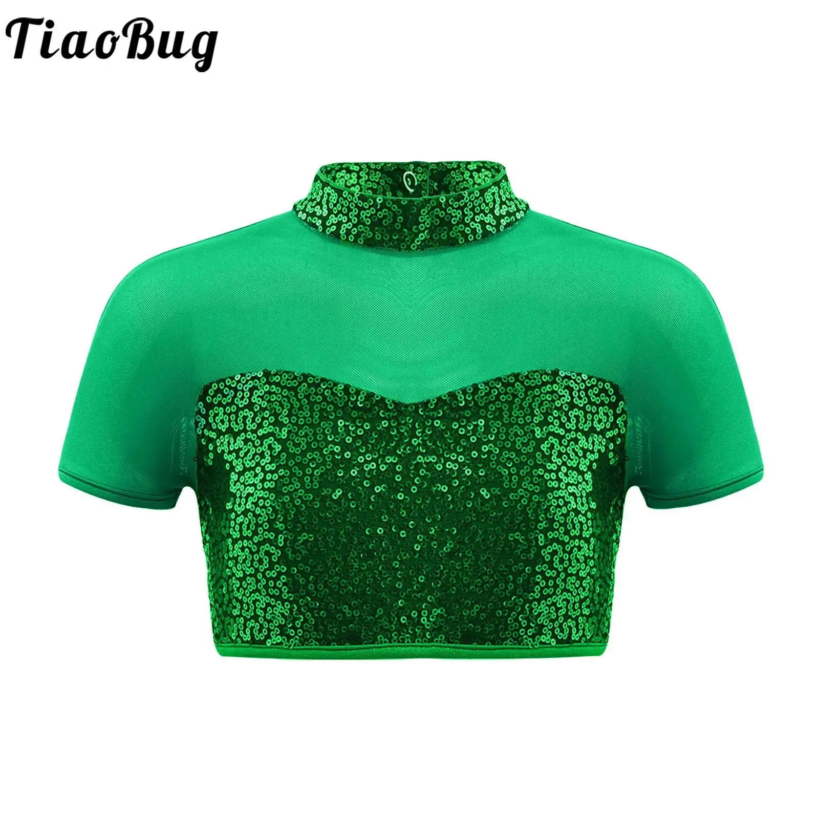 Kids Girls Jazz Modern Dance Cropped Shirt Shiny Sequins Short Sleeve Mesh Patchwork Cutout Back Top for Street Hp Hop Dancewear 
Kids Girls Jazz Modern Dance Cropped Shirt Shiny Sequins Short Sleeve Mesh Patchwork Cutout Back Top for Street Hp Hop Dancewear