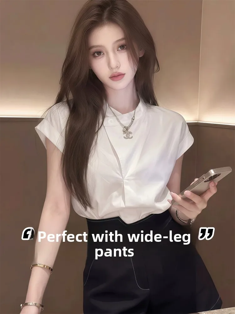 White Short Sleeve Shirt Women's Summer Outdoor Wear Professional Formal Commuting Asymmetrical Beautiful Top Underwear
White Short Sleeve Shirt Women's Summer Outdoor Wear Professional Formal Commuting Asymmetrical Beautiful Top Underwear