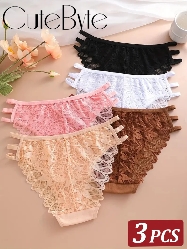 3Pcs Sexy Seamless Lace Panties Double Striped Thin Fashion Transparent Women's Underwear Low Waist Panties Seamless Briefs
3Pcs Sexy Seamless Lace Panties Double Striped Thin Fashion Transparent Women's Underwear Low Waist Panties Seamless Briefs