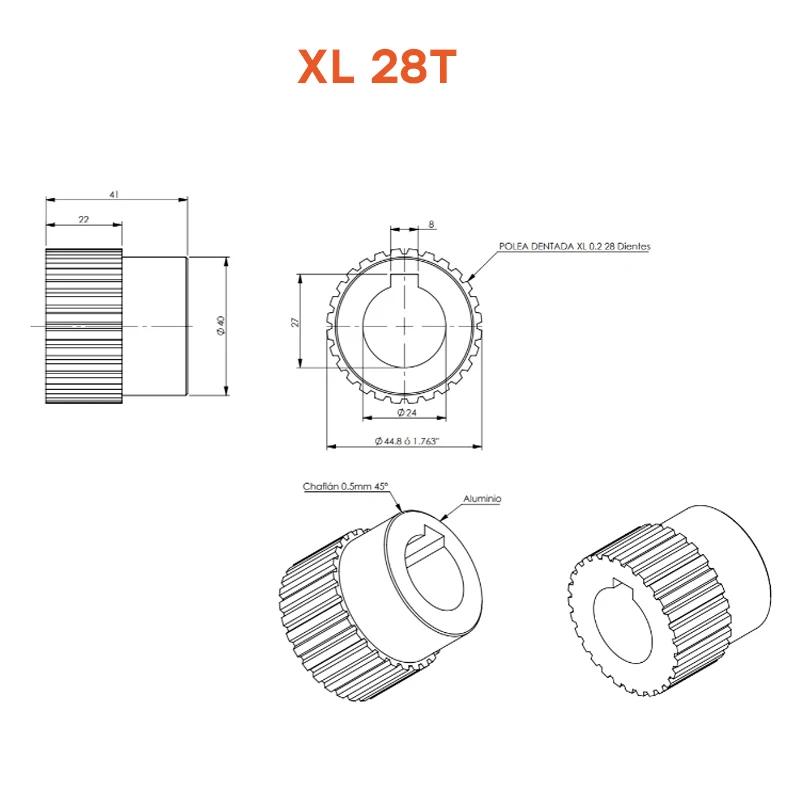 Индивидуальный шкив зубчатого ремня (XL 28T BS Type - XL 42T BS Type)
Индивидуальный шкив зубчатого ремня (XL 28T BS Type - XL 42T BS Type)