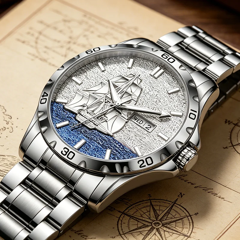 GLENAW Watch Three-Dimensional Nautical Design Luxury Sailing Mechanical Watches Luminous Waterproof Stainless Steel Strap Watch
GLENAW Watch Three-Dimensional Nautical Design Luxury Sailing Mechanical Watches Luminous Waterproof Stainless Steel Strap Watch