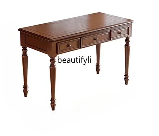 yj9 American solid wood desk, retro simple small apartment dresser desk study, household furniture
yj9 American solid wood desk, retro simple small apartment dresser desk study, household furniture