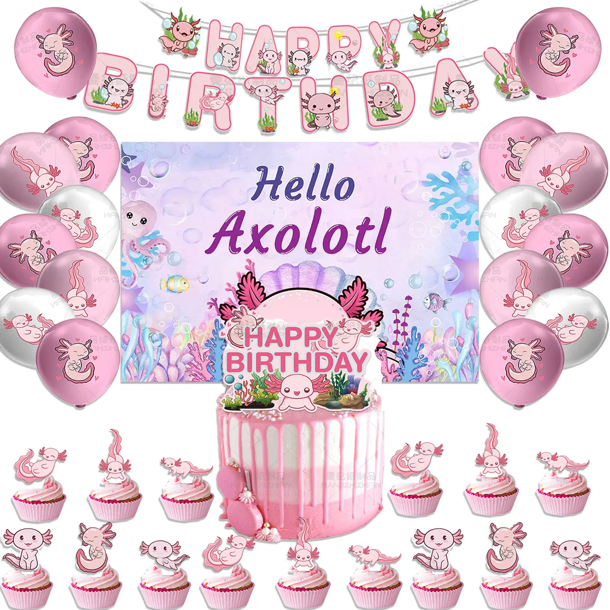 Pink Axolotl Theme Girl's Birthday Party Decor Underwater Animal Balloon Banner Backdrop Cake Supplies Banner Kids Baby Shower
Pink Axolotl Theme Girl's Birthday Party Decor Underwater Animal Balloon Banner Backdrop Cake Supplies Banner Kids Baby Shower