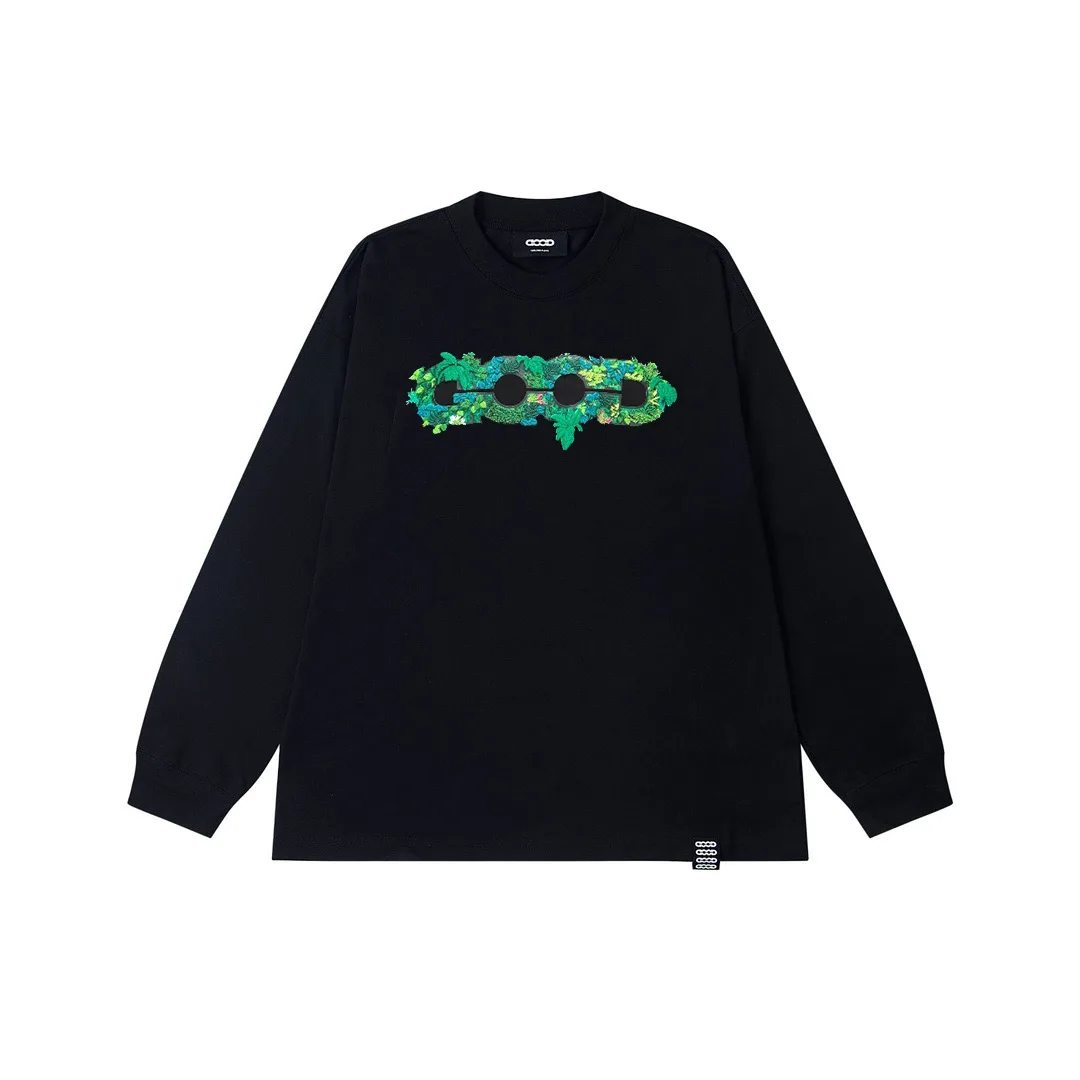 High-Quality Goodbrand Fashion 3D Green Plant Embroidered Map Logo Oversized Long Sleeve for Men and Women
High-Quality Goodbrand Fashion 3D Green Plant Embroidered Map Logo Oversized Long Sleeve for Men and Women